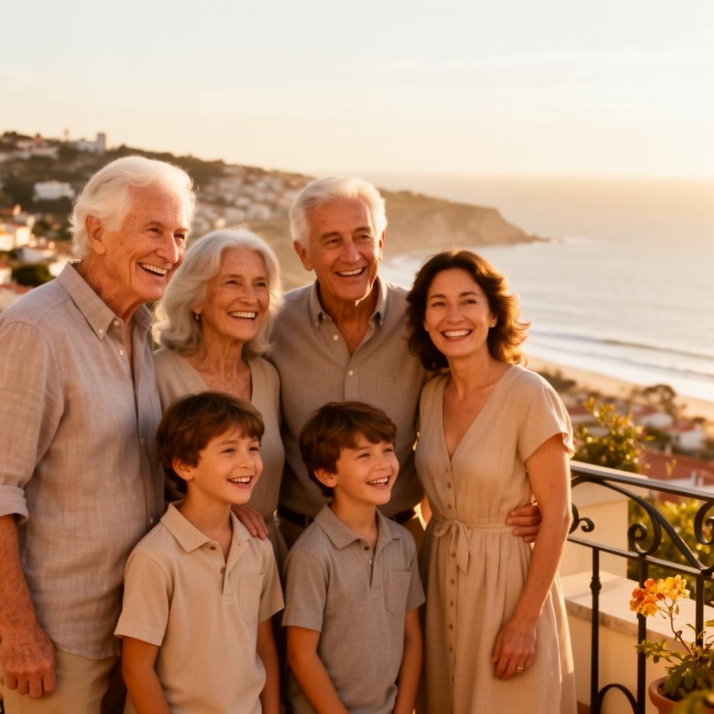 A multi-generational family enjoying their European future