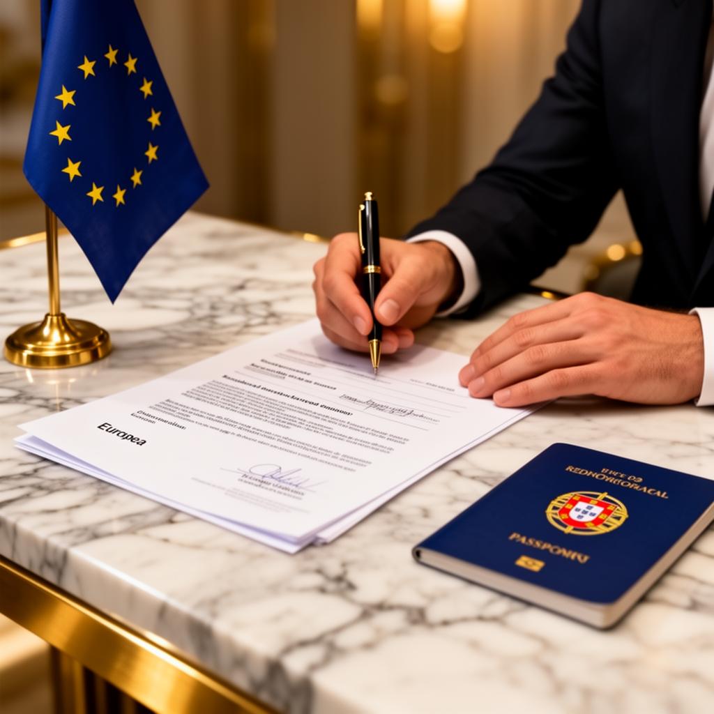 EU residency documents being signed